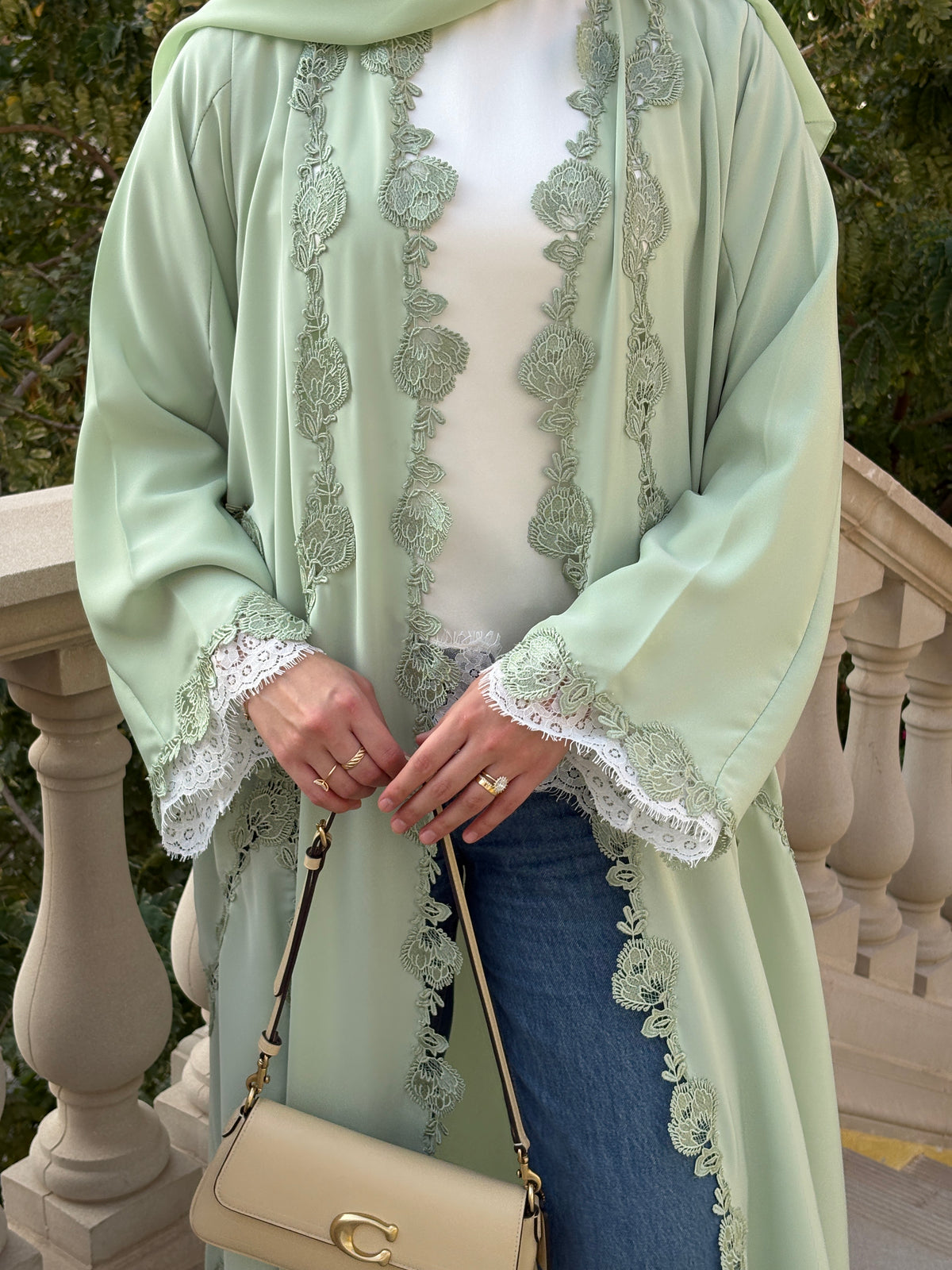 The Signature Abaya - Pistachio Cream