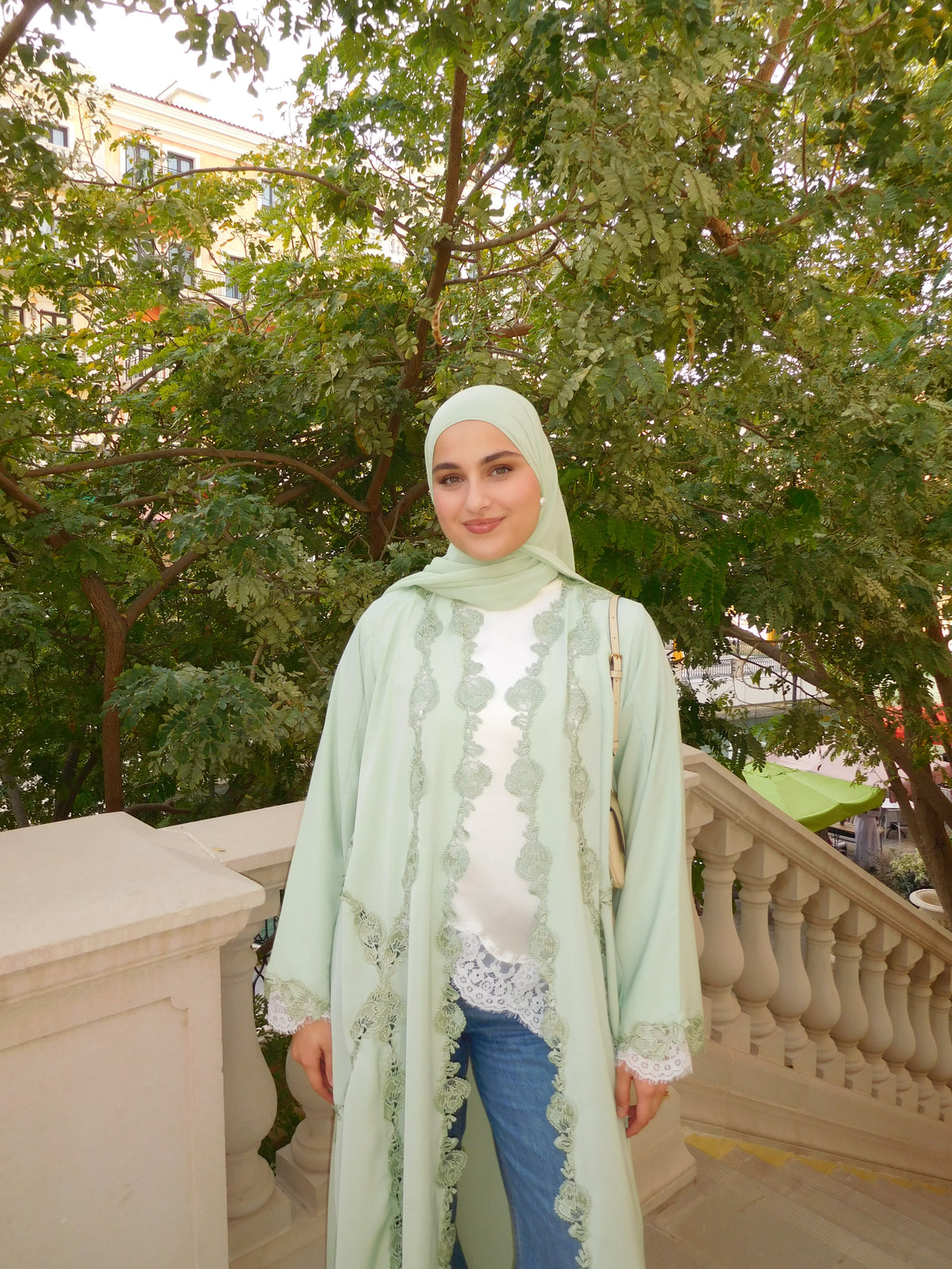 The Signature Abaya - Pistachio Cream