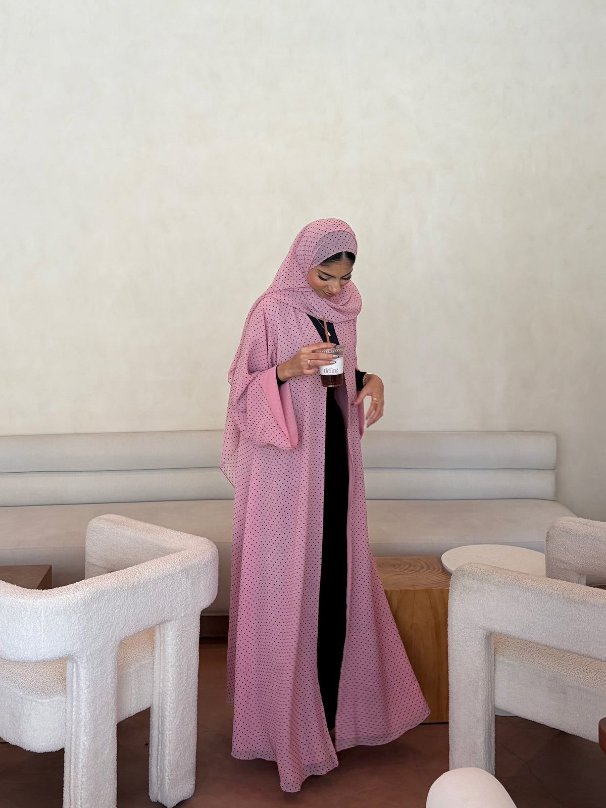 Orchid Dotted Print Abaya